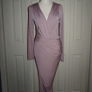 Long Sleeve Silky Formal Pastel Purple Dress *NEW*